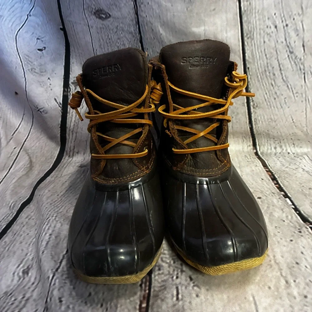 Sperry Top-Sider STS91176 Brown Ankle Saltwater Duck‎ Boots Women’s Size 8M GUC
